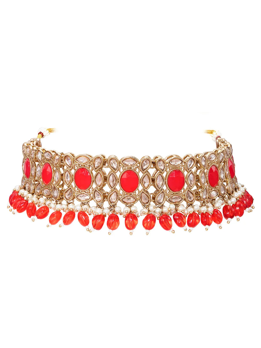 Gold Plated Kundan Pearl Wedding Choker
