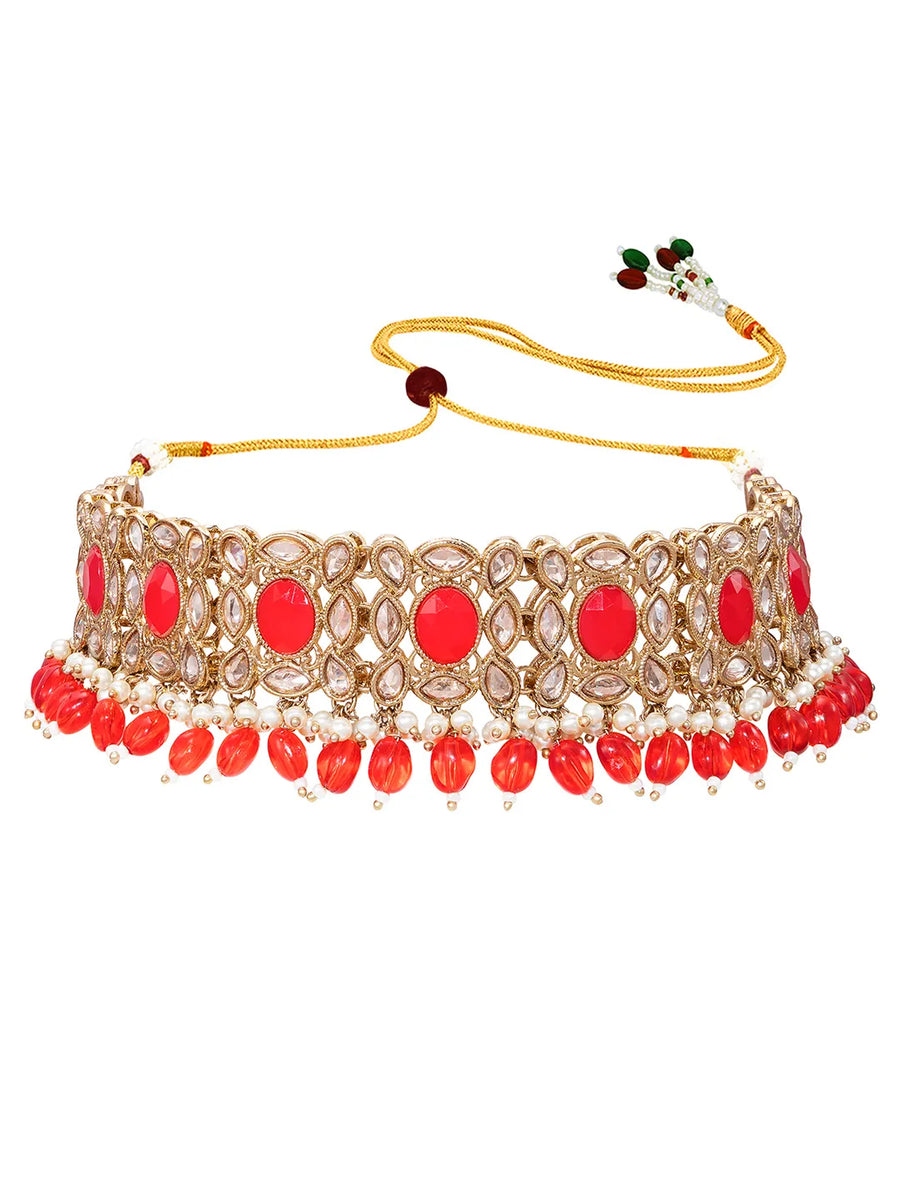 Gold Plated Kundan Pearl Wedding Choker