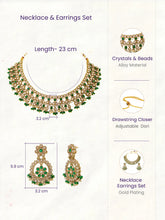 Gold Plated Green Kundan Bridal Necklace Set