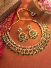 Gold Plated Green Kundan Bridal Necklace Set
