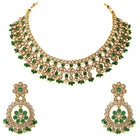 Gold Plated Green Kundan Bridal Necklace Set