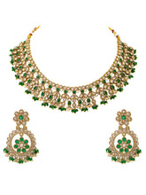 Gold Plated Green Kundan Bridal Necklace Set