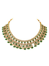Gold Plated Green Kundan Bridal Necklace Set