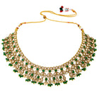 Gold Plated Green Kundan Bridal Necklace Set