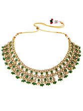 Gold Plated Green Kundan Bridal Necklace Set