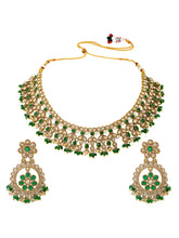 Gold Plated Green Kundan Bridal Necklace Set