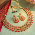 Gold Plated Red Kundan Bridal Necklace Set