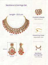 Gold Plated Red Kundan Bridal Necklace Set
