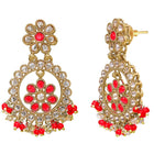 Gold Plated Red Kundan Bridal Necklace Set