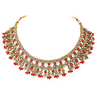 Gold Plated Red Kundan Bridal Necklace Set
