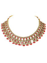 Gold Plated Red Kundan Bridal Necklace Set
