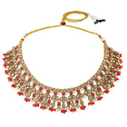 Gold Plated Red Kundan Bridal Necklace Set
