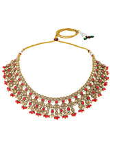 Gold Plated Red Kundan Bridal Necklace Set