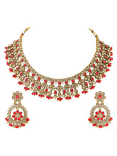 Gold Plated Red Kundan Bridal Necklace Set