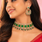 Gold Plated Green Bead Radiant Necklace Set