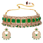 Gold Plated Green Bead Radiant Necklace Set