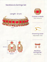 Gold Plated Red Kundan Necklace Set for Women