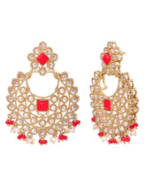 Gold Plated Red Kundan Necklace Set for Women