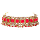 Gold Plated Red Kundan Necklace Set for Women