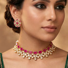 Gold Plated Pink Glory Kundan Necklace Set