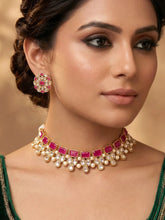 Gold Plated Pink Glory Kundan Necklace Set