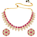 Gold Plated Pink Glory Kundan Necklace Set