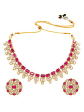 Gold Plated Pink Glory Kundan Necklace Set