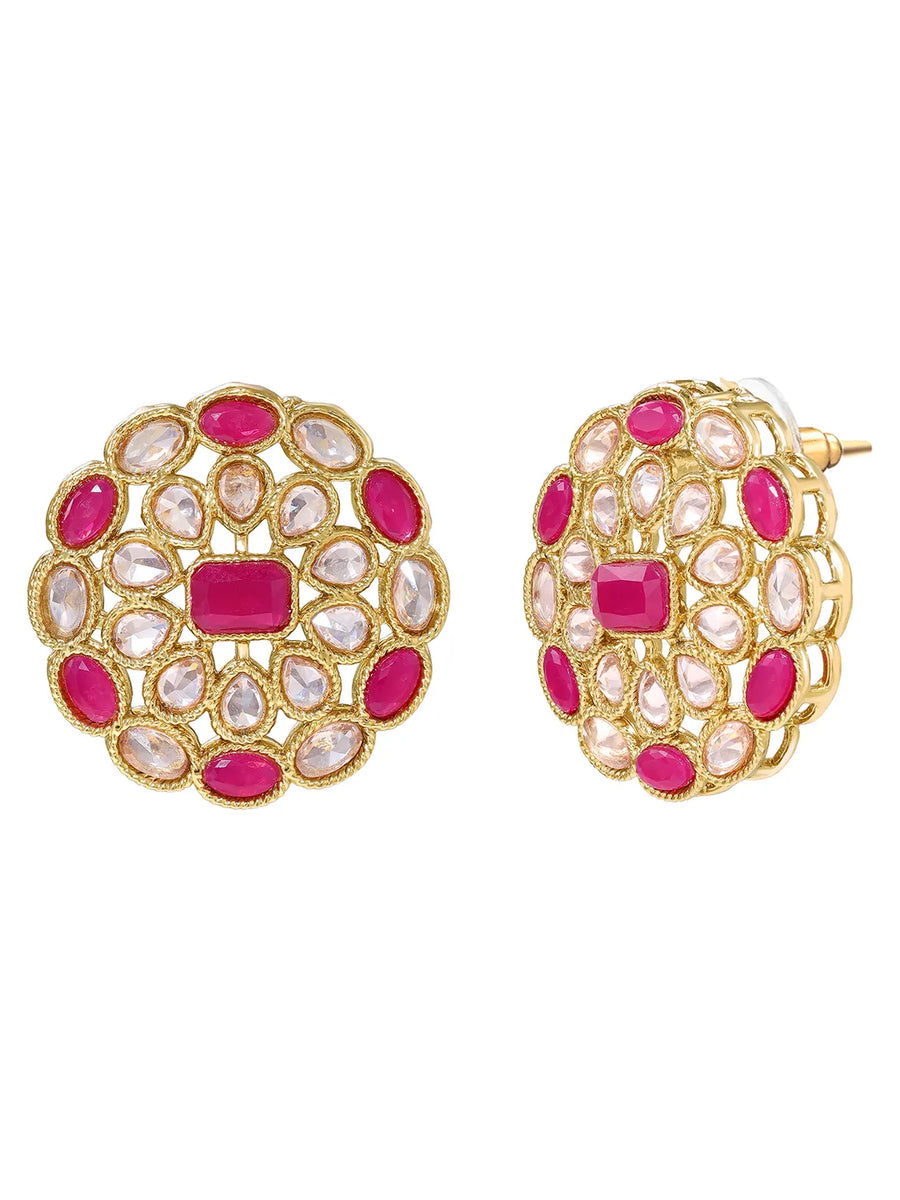 Gold Plated Pink Glory Kundan Necklace Set