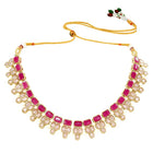 Gold Plated Pink Glory Kundan Necklace Set