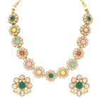 Gold Plated Multicolor Floral Kundan Necklace Set
