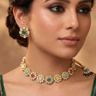 Gold Plated Multicolor Floral Kundan Necklace Set