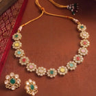 Gold Plated Multicolor Floral Kundan Necklace Set