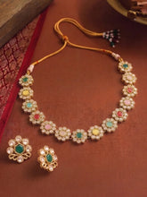 Gold Plated Multicolor Floral Kundan Necklace Set
