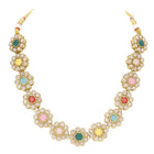 Gold Plated Multicolor Floral Kundan Necklace Set