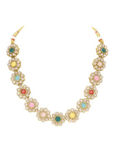 Gold Plated Multicolor Floral Kundan Necklace Set