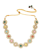 Gold Plated Multicolor Floral Kundan Necklace Set