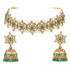 Gold Plated Emerald Crest Kundan Choker Set
