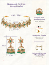 Gold Plated Emerald Crest Kundan Choker Set