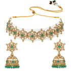 Gold Plated Emerald Crest Kundan Choker Set