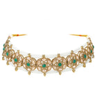 Gold Plated Emerald Crest Kundan Choker Set