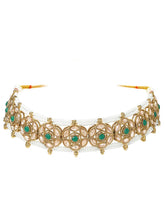 Gold Plated Emerald Crest Kundan Choker Set