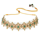 Gold Plated Emerald Crest Kundan Choker Set