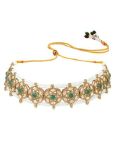 Gold Plated Emerald Crest Kundan Choker Set