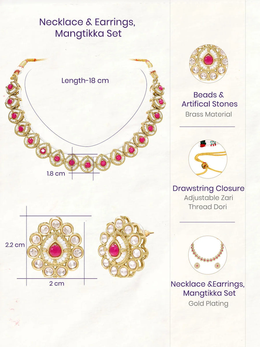 Gold Plated Prestige Pink Kundan Necklace Set