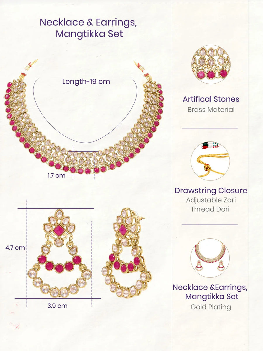 Gold Plated Maharani Pink Kundan Choker Set