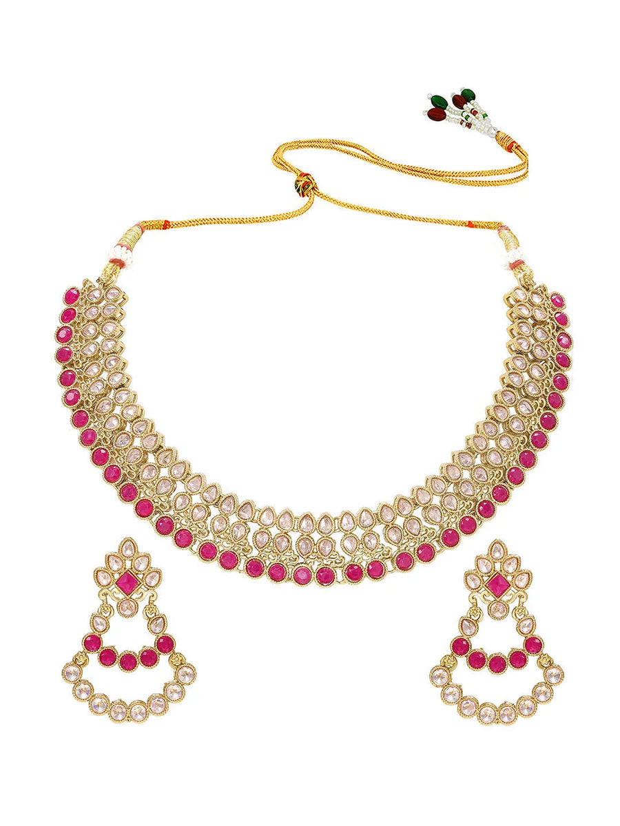 Gold Plated Maharani Pink Kundan Choker Set