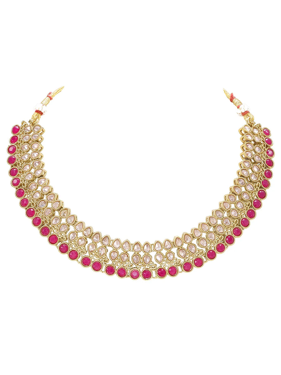 Gold Plated Maharani Pink Kundan Choker Set