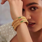 Gold Plated Red Green Antique Bangle Set