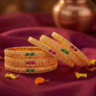 Gold Plated Red Green Antique Bangle Set