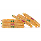 Gold Plated Red Green Antique Bangle Set